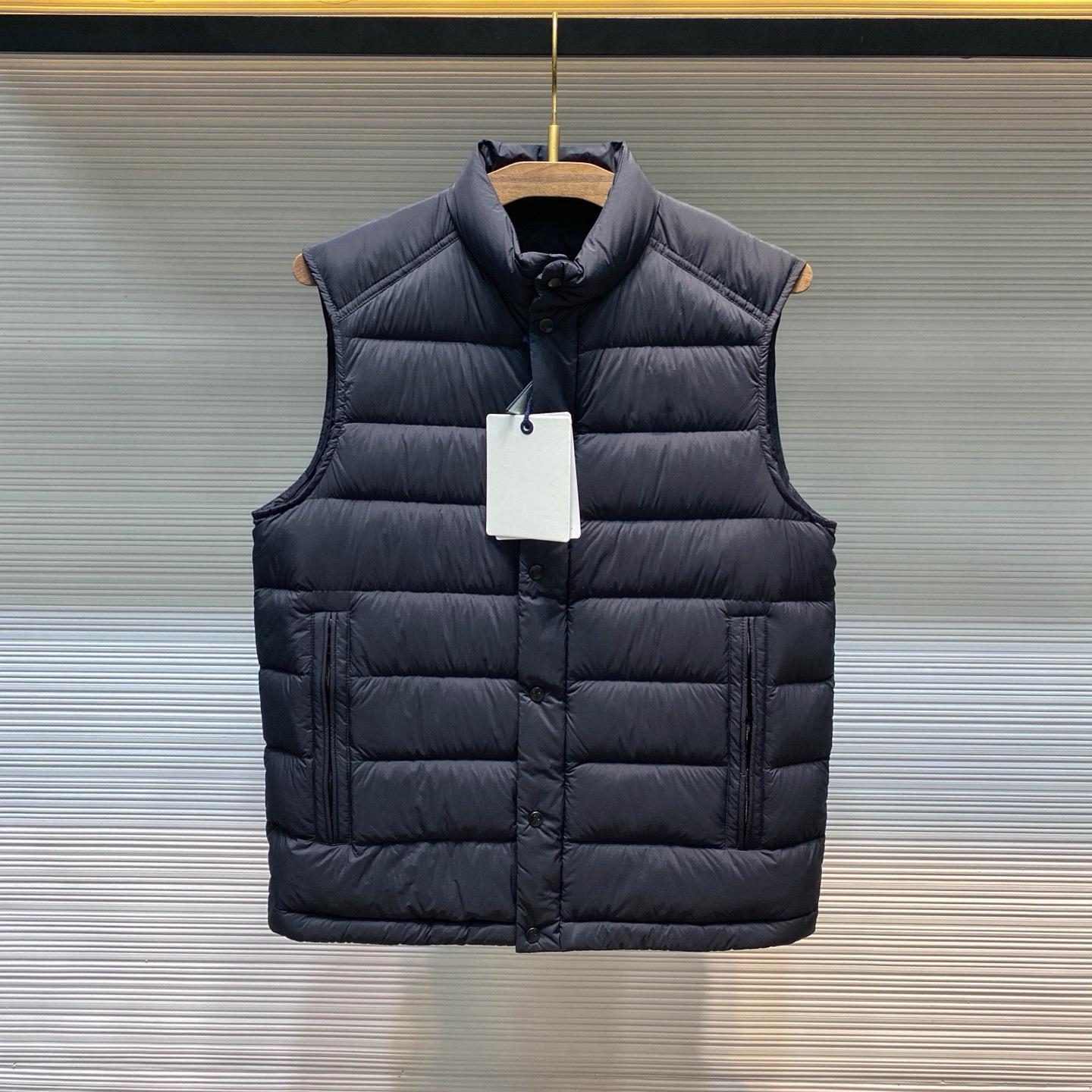 

2025 A/W Men s Lightweight Quilted White Goose Down Stand Collar Vest 4 темно-синього кольору