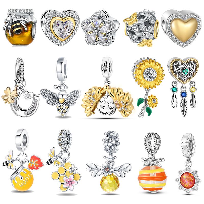 copper Fashion Bee Honey Jar Sunflower Autumn Collection Charm Bead Charms Bead Charms Compatible With Authentic Bracelets Do It Yourself Jewellery Ma