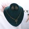 Vintage Bohemian Colorful Crystal Necklace And Earring Set For Women Exaggerated Luxury Temperament Jewelry