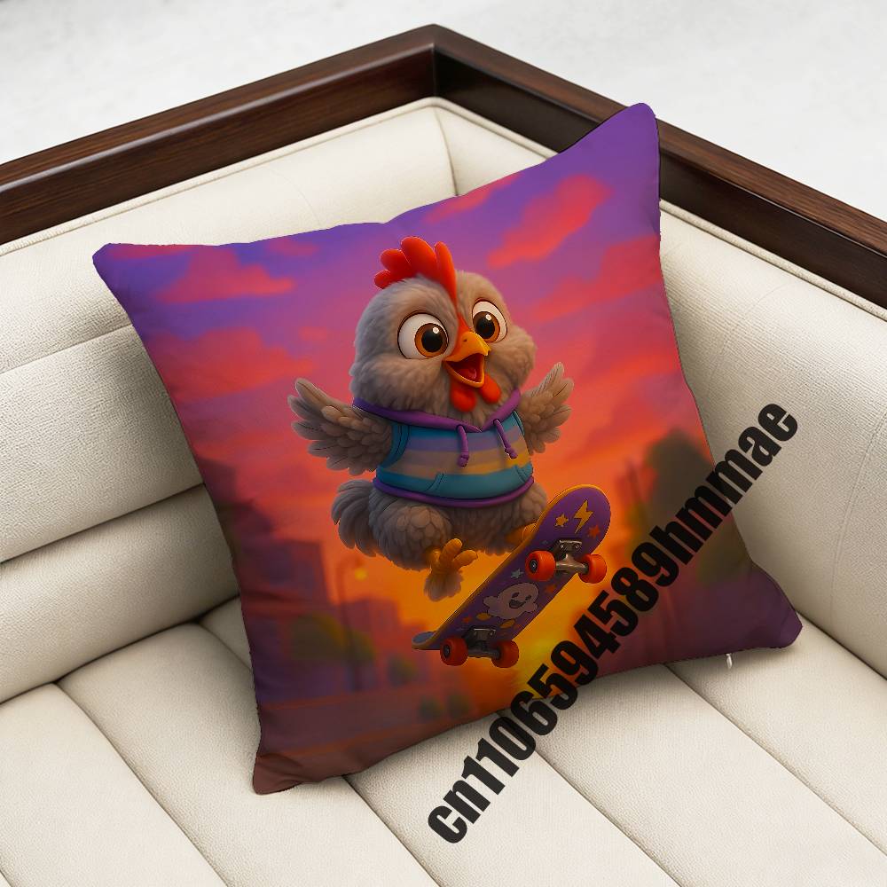 For Lively Cute Cartoon Funny Gym Chick Chicken Throw Pillow Case Sham 45X45Cm 40X40Cm Square Car Pillowcase Pad Cushion Cover
