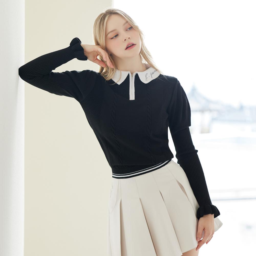 J Jane Puff Sleeve Collar Knit (Black) Black/S(44-55)