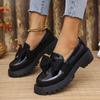 2026 Retro British Women's Platform Leather Shoes Fashion Bowknot Lazy Flat Shoe Design Round Toe Casual Comfortable Loafers