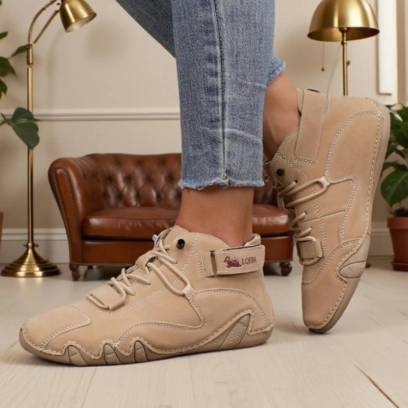 New  En's Retro Design Ankle Boots Men Outdoor Casual Leather Shoes Breathable Comfortable Summer  Flat Sneakers