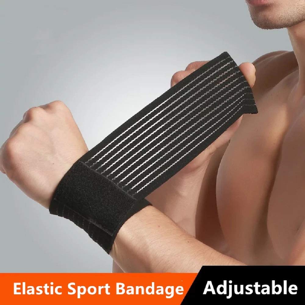 Digital Shoppy Elastic Sport Bandage Wristband Gym Support Wrist Brace Wrap for Tennis Powerlifting Fitness Exercise (White)