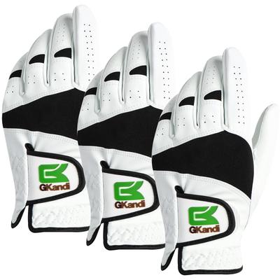 Golf Combination of Natural Sheepskin and Microfiber Rain and Sweat Golf Wear Men's Gloves, 3-Pack, Leather, Soft, Elastic, Breathable,