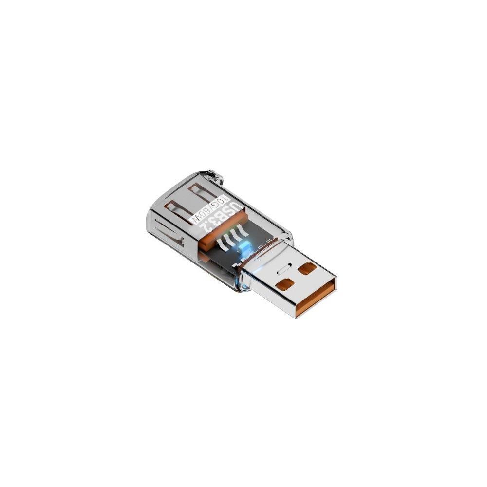60W USB Extension Adapter Transparent USB Adapter USB Male To Female Adapter Vehicle Connection