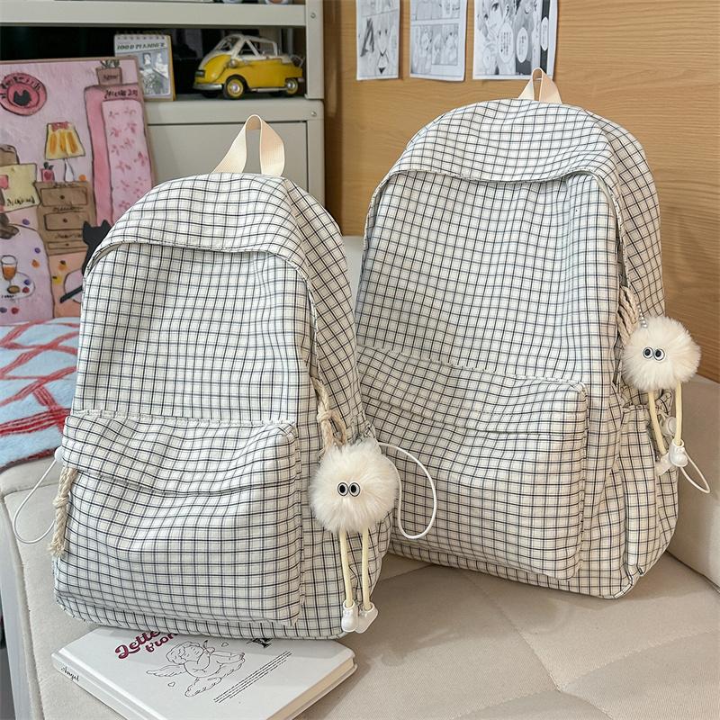 Plecak Szkolny na Kampus Kratkowany Plecak Duża Pojemność Podróżny Lekki Plecak