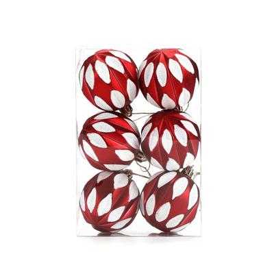 6 Stück 6cm Plastik Weihnachtskugel Bemalt Festliche Atmosphäre Hängende Weihnachtsbaumdeko Kugel Set
