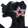 Geometric Rhinestone Inlaid Star Alloy Earrings - Multi-Color Light Luxury Design
