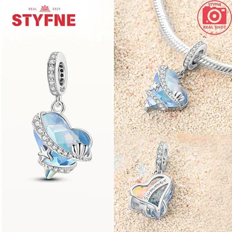 Women Bracelet Diy Fine Jewelry Gifts Original Charms Beads Copper Ocean Series Blue Turtle Starfish Shell Pendants