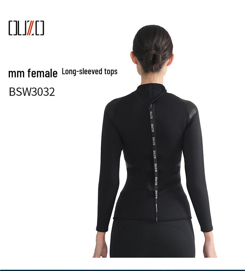 3mm OUZO Unisex Wetsuit: Warm, Quick-Drying, Super Elastic, Sun-Protected One-Piece for Winter Surfing and Diving.
