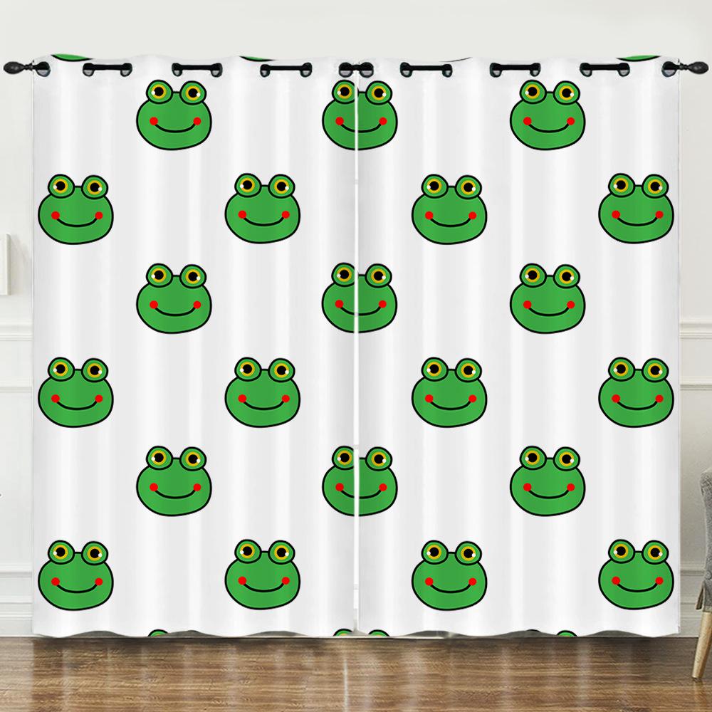 Штора Мультяшное Животное Лягушка 3D Цифровая Печать Затемняющая Штора на Люверсах 2pcs*97cm*114cm*2