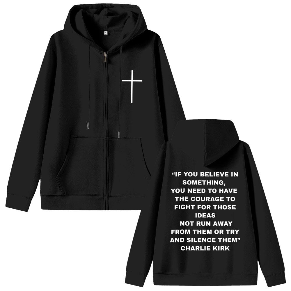 Christian Jesus Charlie Kirk Freedom Zipper Hoodie Men s Tribute Memorial American Hero Jacket Patriotic Activism Coat S