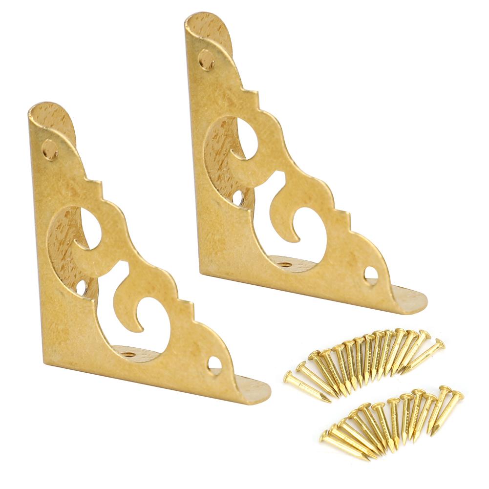 6Pcs Retro Decorative Corner Cover Brass Jewelry Gift Box Guard Furniture Hardware Accessories
