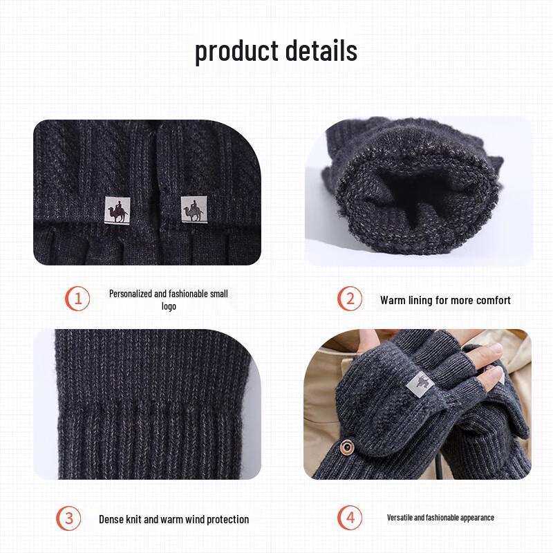 Men's Winter Warm Half-Finger Flip-Top Gloves
