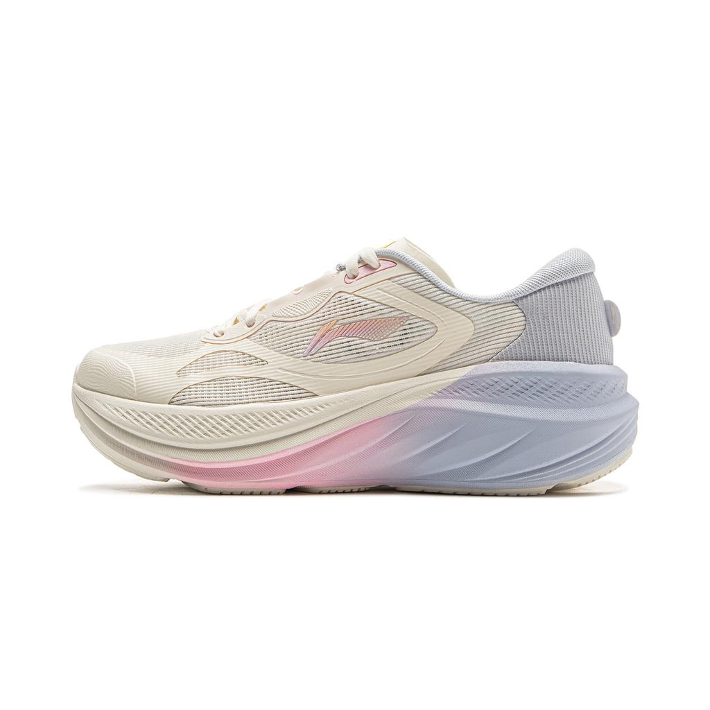 New LiNing Cushioning Anti Slip Wear Resistant Breathable Height Increasing Low Top Running Shoes Women's White Blue ARSV028-2