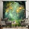 2 Panels Fantasy Forest Printed Curtains Lantern Butterfly Window Drapes Polyester Living Room Bedroom Home Decor