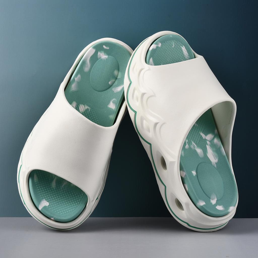 One-word Drag Men's Summer Outer Wear Thick-soled Non-slip Cool Slippers EVA Heightened Wear-resistant Breathable Non-smelly Foot Beach Slippers