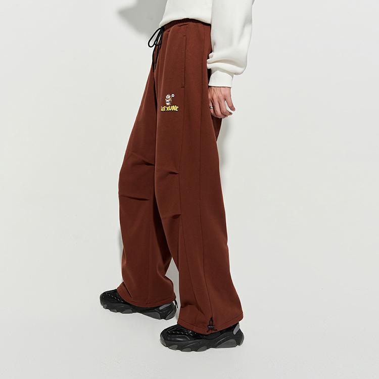 Lee X I Am Not Fat Tiger Series FW23 Elastic Waist Sports Pants Unisex pants Brown LUB007241204177A03039