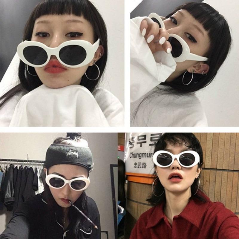 Women Oval Goggle Kurt Cobain Fashion Korean Sunglasses Retro Trendy UV Protection