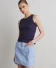 Aheule Ribbed Denim Mini Skirt_Light Blue