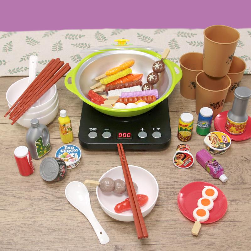 Children's Hot Pot Pretend Play Set: Realistic Kitchen Cookware for Kindergarten and Dollhouse Fun