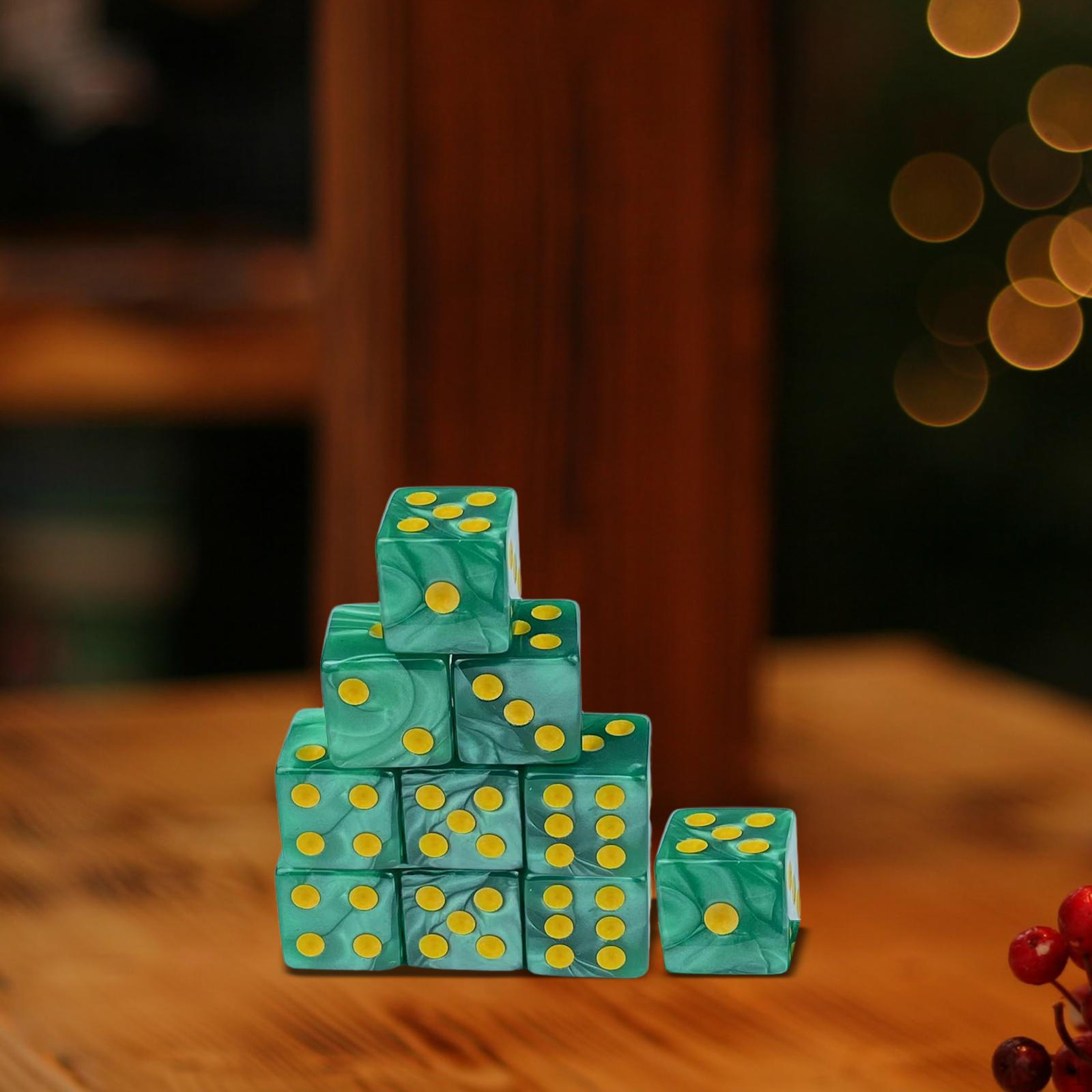 

10 шт., 6-сторонние игровые кости, принадлежности для вечеринок, 16 мм, развлекательные игрушки D6 для Green