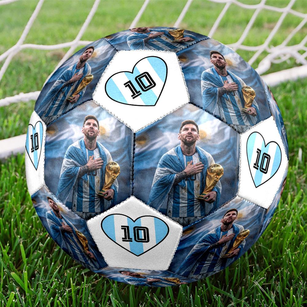 Messi 10 Number Argentina World Cup Champion Size 5 Football Machine Sewn Indooroutdoor Universal Football Perfect Commemorative Gift For Soccer Lover