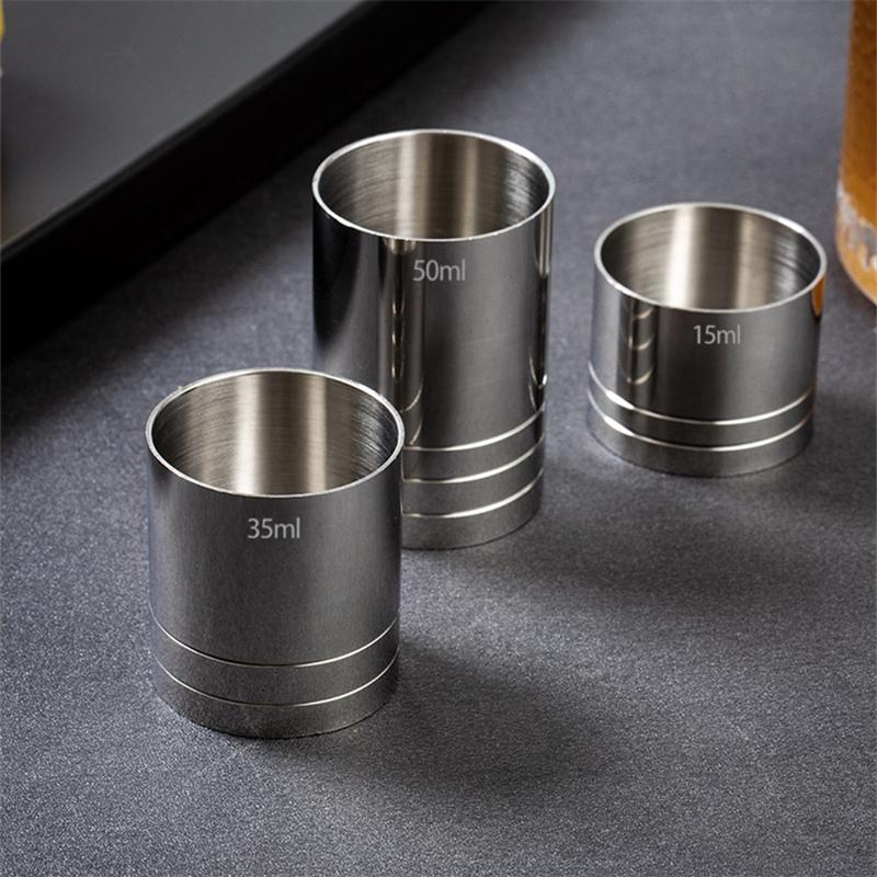 25/35/50ml Stainless Steel Measuring Cup Cylindrical Cocktail Ounce Jigger Wine Drink Measurer Bartending Bottle Bar Accessories