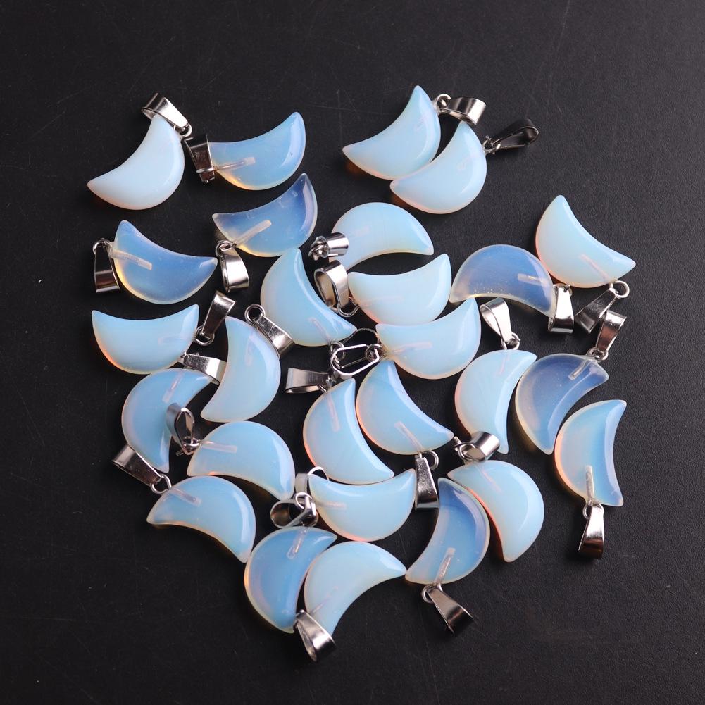 TikTok Crystal Agate Crescent Moon Necklace & Curved Stone Earrings Set синтетического белка
