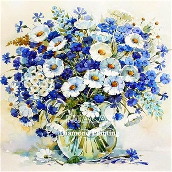 

Huacan DIY Алмазная картина Квадратный цветок Новая Алмазная вышивка 2019 Растение Кристалл Мозаика 40*40 cm