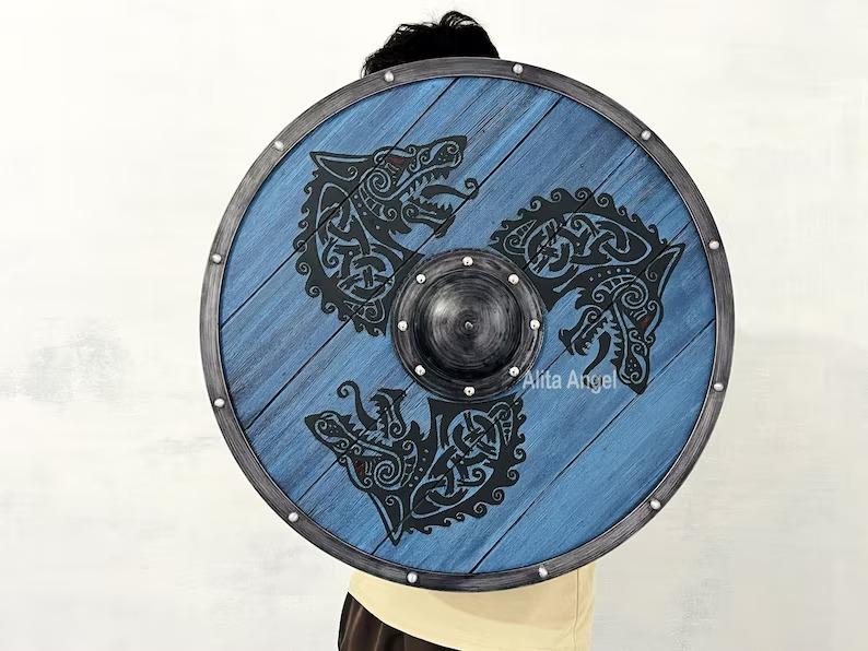 Fenrir Wolf Viking Shield: Norse Mythology Cosplay Decor