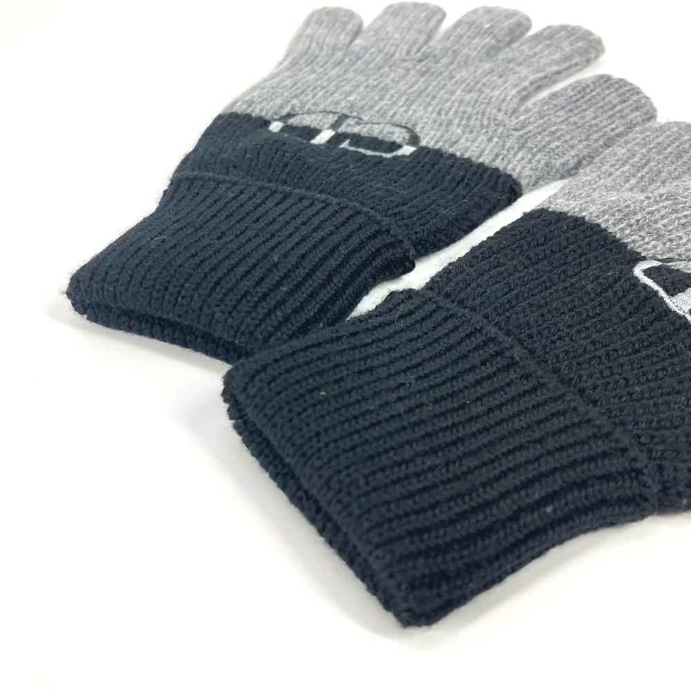 Dior 213MG01AT481 Logo CD Bicolor Accessories Gloves Wool Black/gray