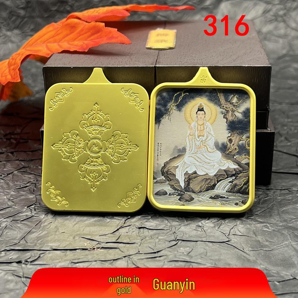 Putuoshan Guanyin Pendant Necklace: Nanhai Guanyin Thangka for Blessing with Child, Bodhisattva Jewelry.