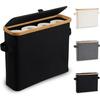 Bamboo Toilet Paper Holder with Lid - Self-contained Bathroom Organizer with Handle, Enclosed Tissue Storage Box