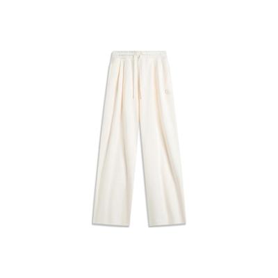 Li Ning X League Of Legends Collaboration Poro Solid Color Loose Knit Sports Pants Women Bottoms Off-White AKLTE22-1
