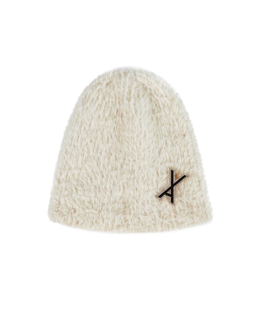 Bajal Va Brooch Soft Angora Beanie Cream