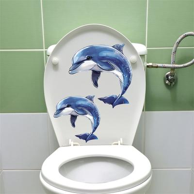 Glow-In-The-Dark Dolphin Toilet Sticker Self-Adhesive Waterproof Pvc Children'S Room Bedroom Bathroom Home Decoration Sticker