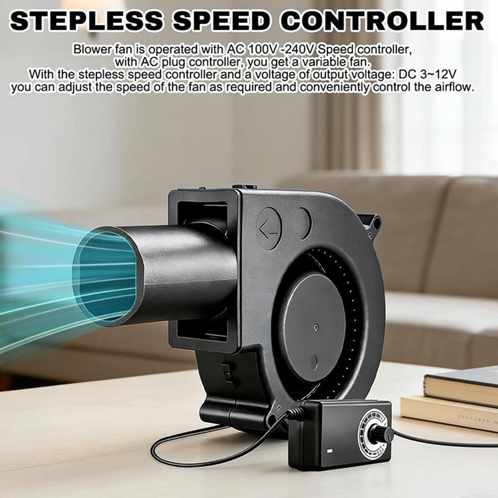12V Adjustable Inflatable BBQ Fan with Variable Speed Controller BBQ Air Blower for Wood Stove Fireplace Grill Barbecue