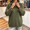 Women's Plus Size Cardigan, Zip-Up, Long Sleeve, Loose Fit for Fall and Winter