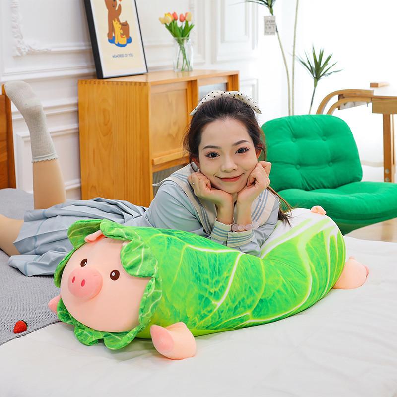 Plush Pig Cabbage Toy Cartoon Animal Doll Room Decoration Long Pillow Gift Kid