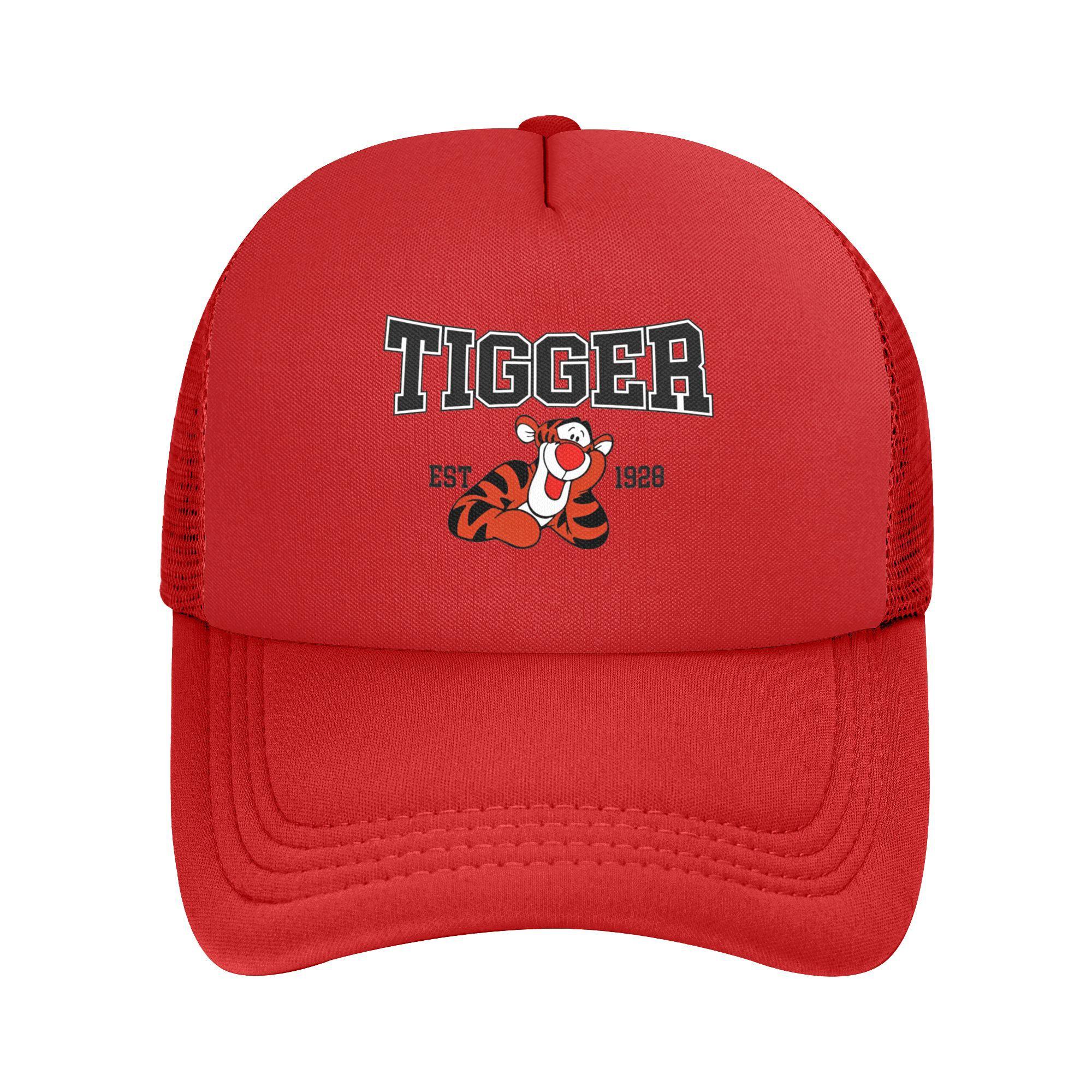 

Cooling Breathable Winnie the Pooh tigger Mesh Caps Unisex Adjustable Foam Trucker Hat For Casual Headwear One Size