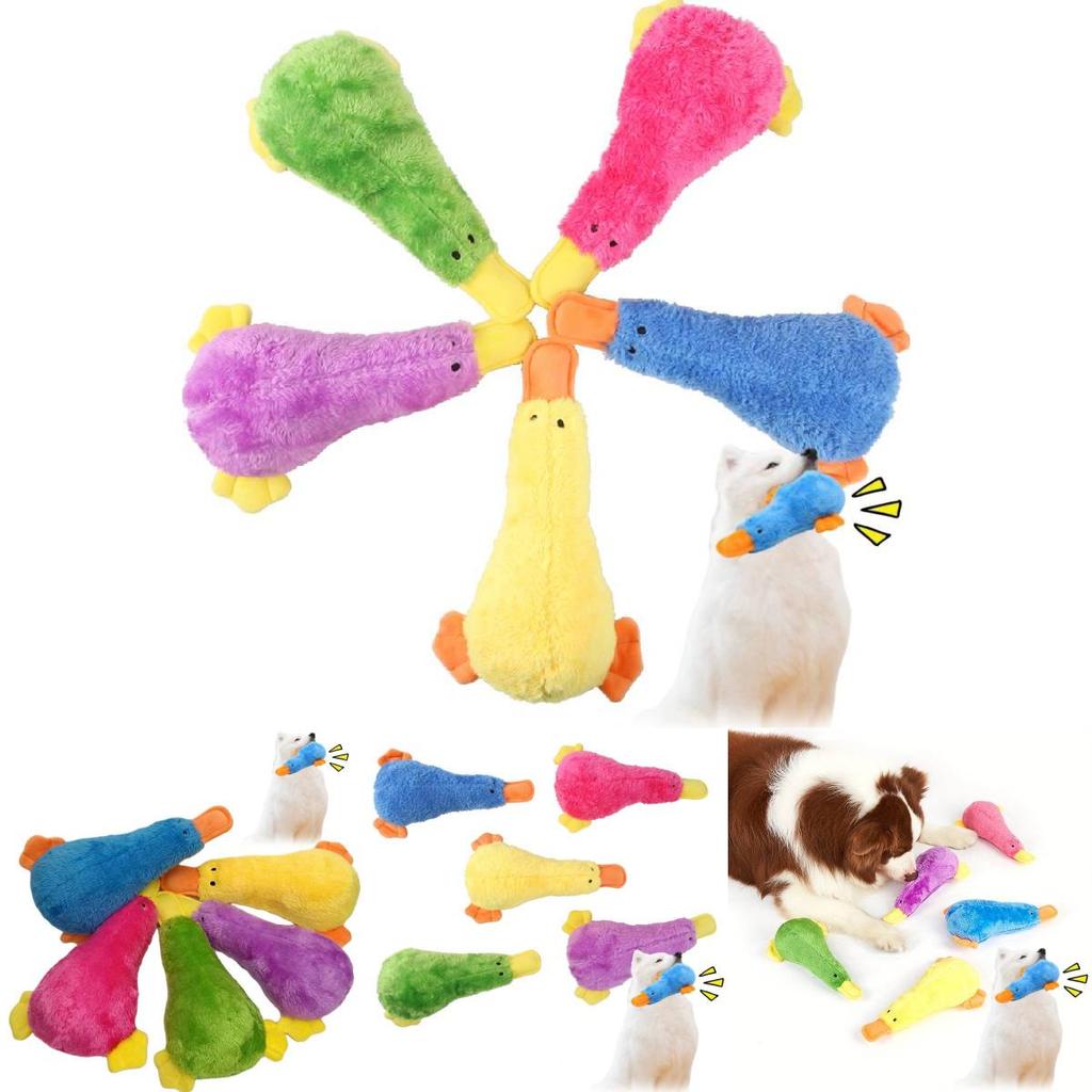 Colorful Squeaky Duck Toy For Dogs Durable Plush Chew Resistant Pet Training Toy