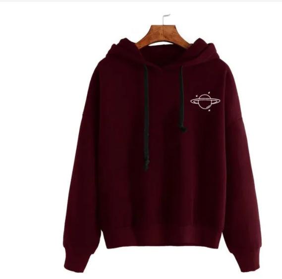 2021 autumn and winter new large-size women's clothing European and American loose casual printing than heart printing hooded women's sweater trend