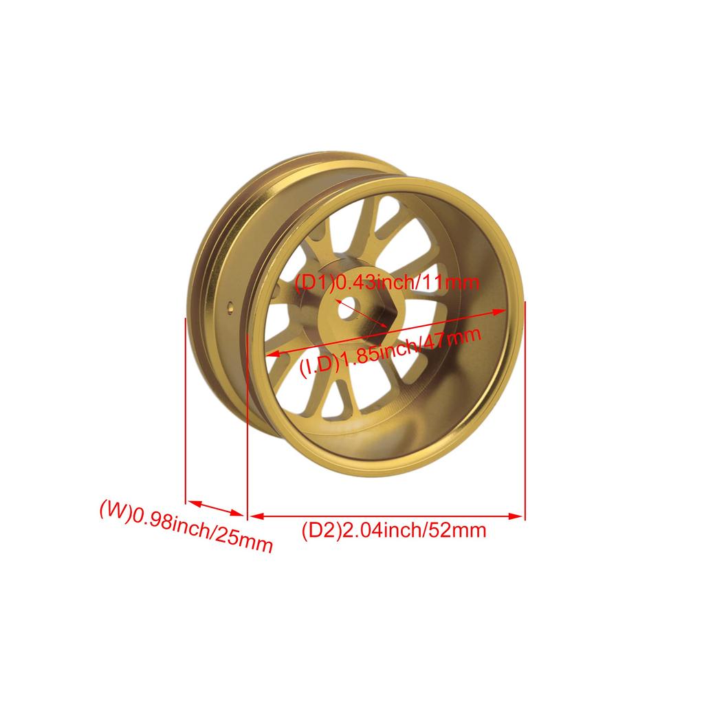 Mxfans 4-Pack Golden Y-Wheel Aluminum RC Wheel Rims for RC 1:10 On-Road Racing Cars and Drift Cars