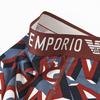 Emporio Armani Men's Boxer Briefs with Logo Print, Size L, Brown and Blue, EM000232, AF10794, FB111, Made In Italy [Parallel Import]