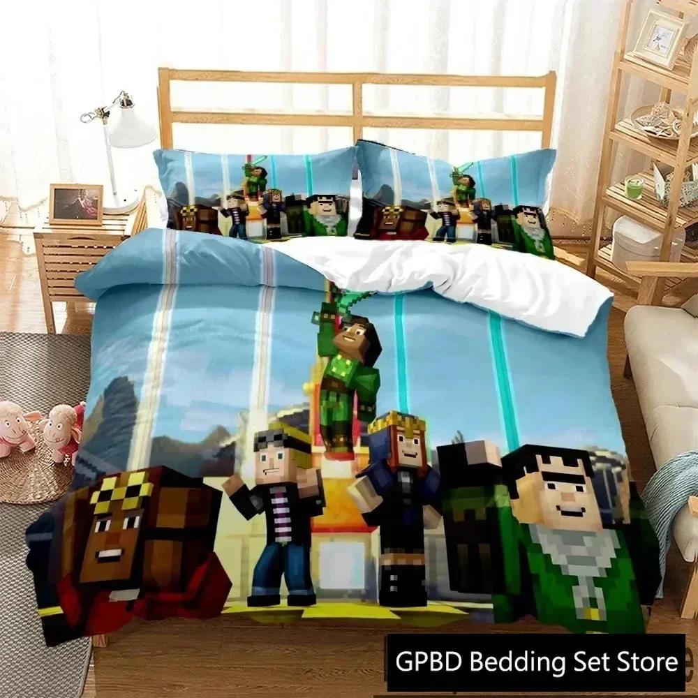 Lusso Nuovo Stampa 3D Giochi di Miniera e Sabbia Copripiumino Cartone Animato Set Biancheria da Letto Morbido Copripiumino e Federe SingoloMatrimonialeQueenKing