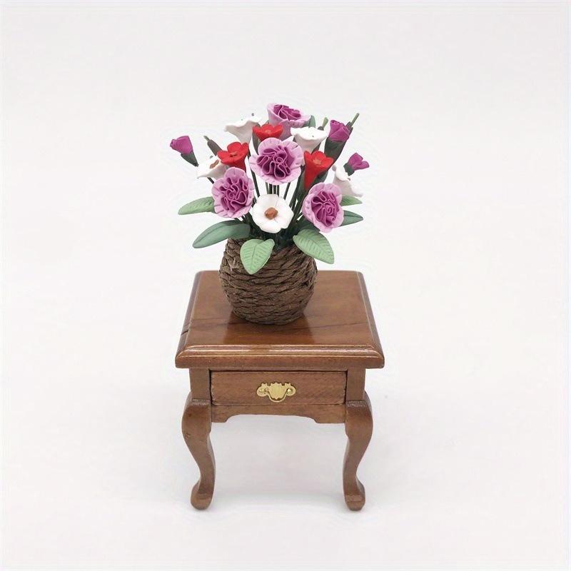 1: 12 Mini Simulation Flower Garden Living Room Scene Micro Landscape Ornaments Flowers White Red Purple Tri Color Flowers