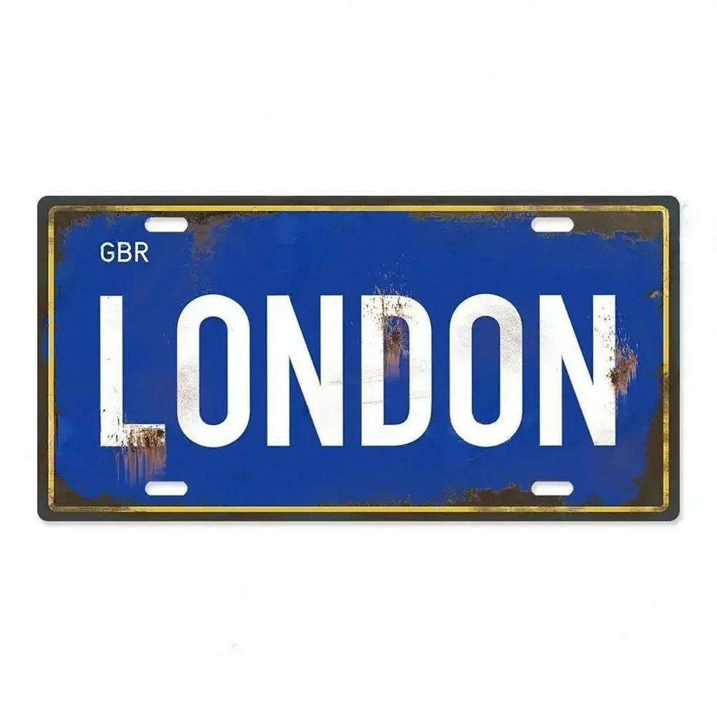 Paris Madrio Milan Munich Metal Tin Signs Vintage Plaque Auto License Plate Embossed Tag Garage Bars Pubs Clubs Home Wall Decor