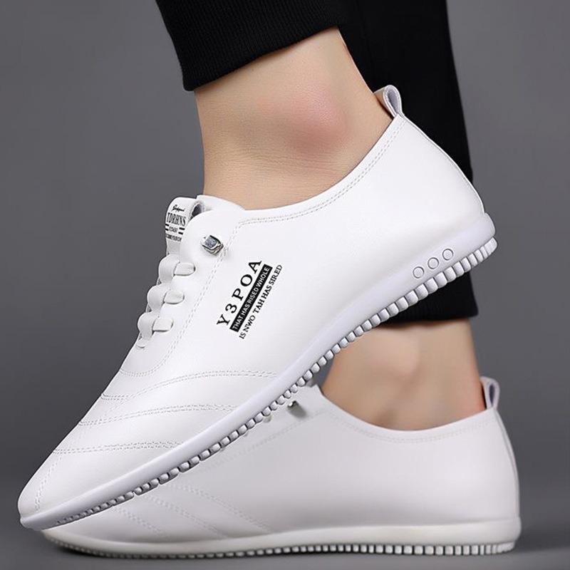 Men's Doudou Shoes New White Leather Shoes Casual Little White Shoes Soft Sole Soft Surface Men's Casual Shoes